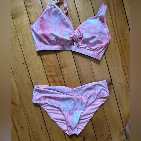 Birdsong Retba Waves Pink White Bikini Top and Bottom Size 36 Top, L Bottom NWOT - Picture 7 of 11
